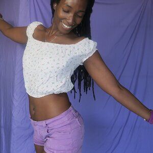 Brandy Melville floral cropped top in light pink